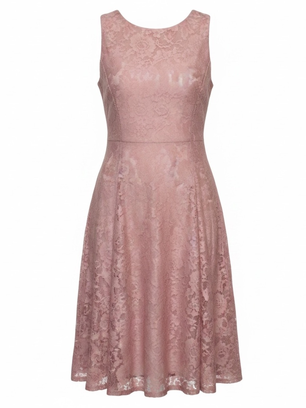 DANNY & NICOLE Floral Lace Overlay Fit and Flare Midi Length Dusty Pink Size 10